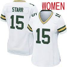 Women Green Bay Packers #15 Bart Starr Nike White Game Retired Player NFL Jersey